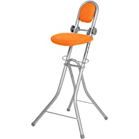 Ribelli Silla Multiusos Altura Ajustable Asiento Plegable para Planchar y Cocinar C- Naranja- ca. 47 x 89 x 56-5 cm